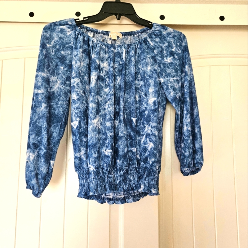 Michael Kors Blue Peasant Boho Blouse